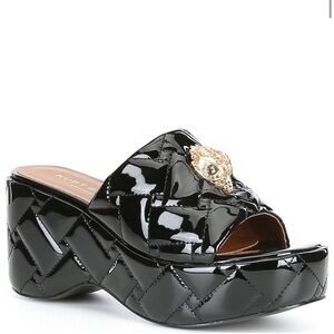 Kurt Geiger London Kensington Quilted Patent
Leather Eagle Head Platform Sandals